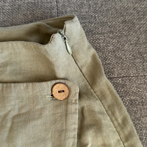 ZARA LINEN MINI SKORT SKIRT SHORTS XS ARMY SAGE GREEN 3188/716 SUMMER CUTE KHAKI - Picture 8 of 9